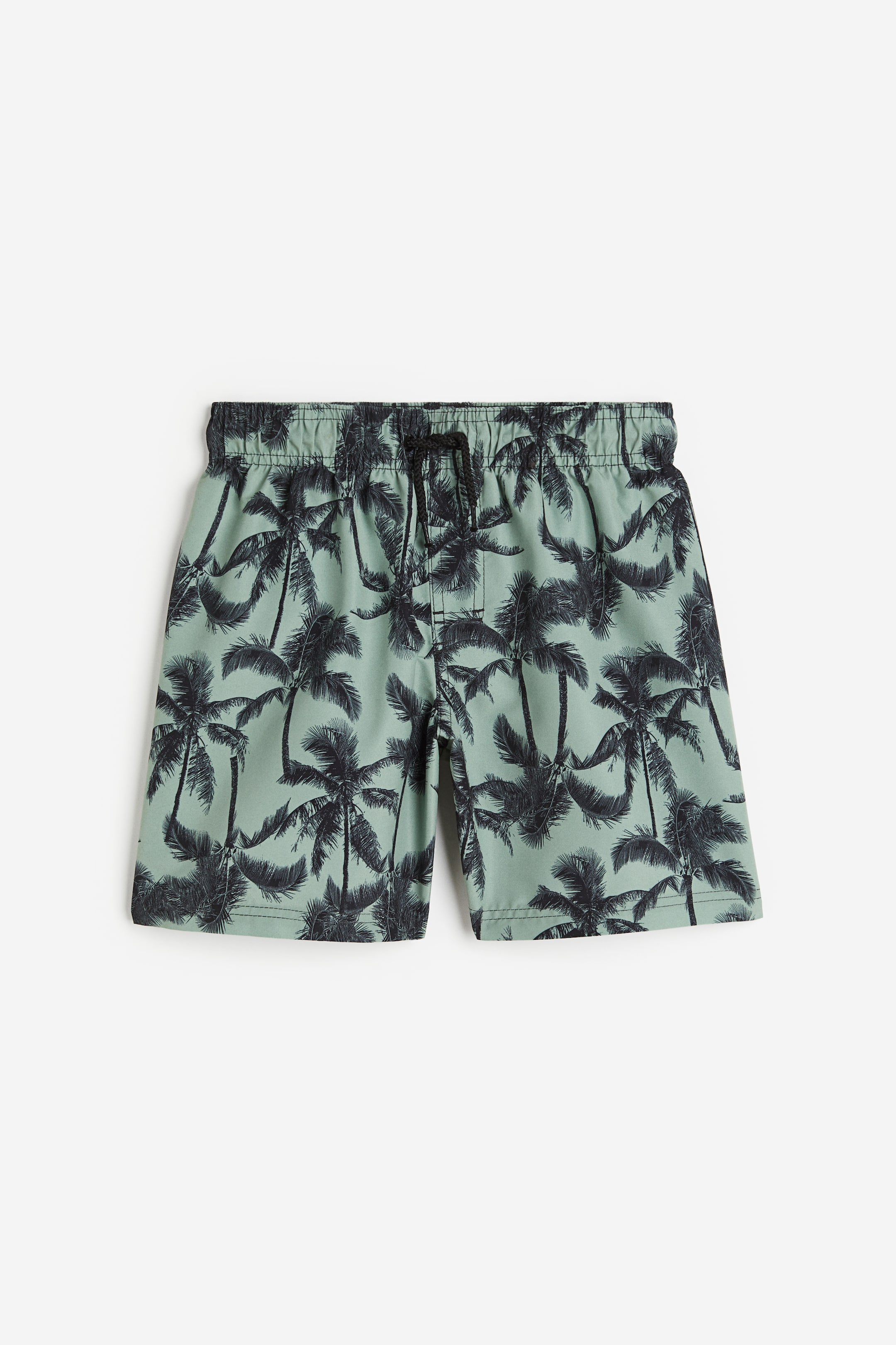 View larger image: Patterned Swim Shorts - Dark green/palm trees - Kids | H&M US 1
