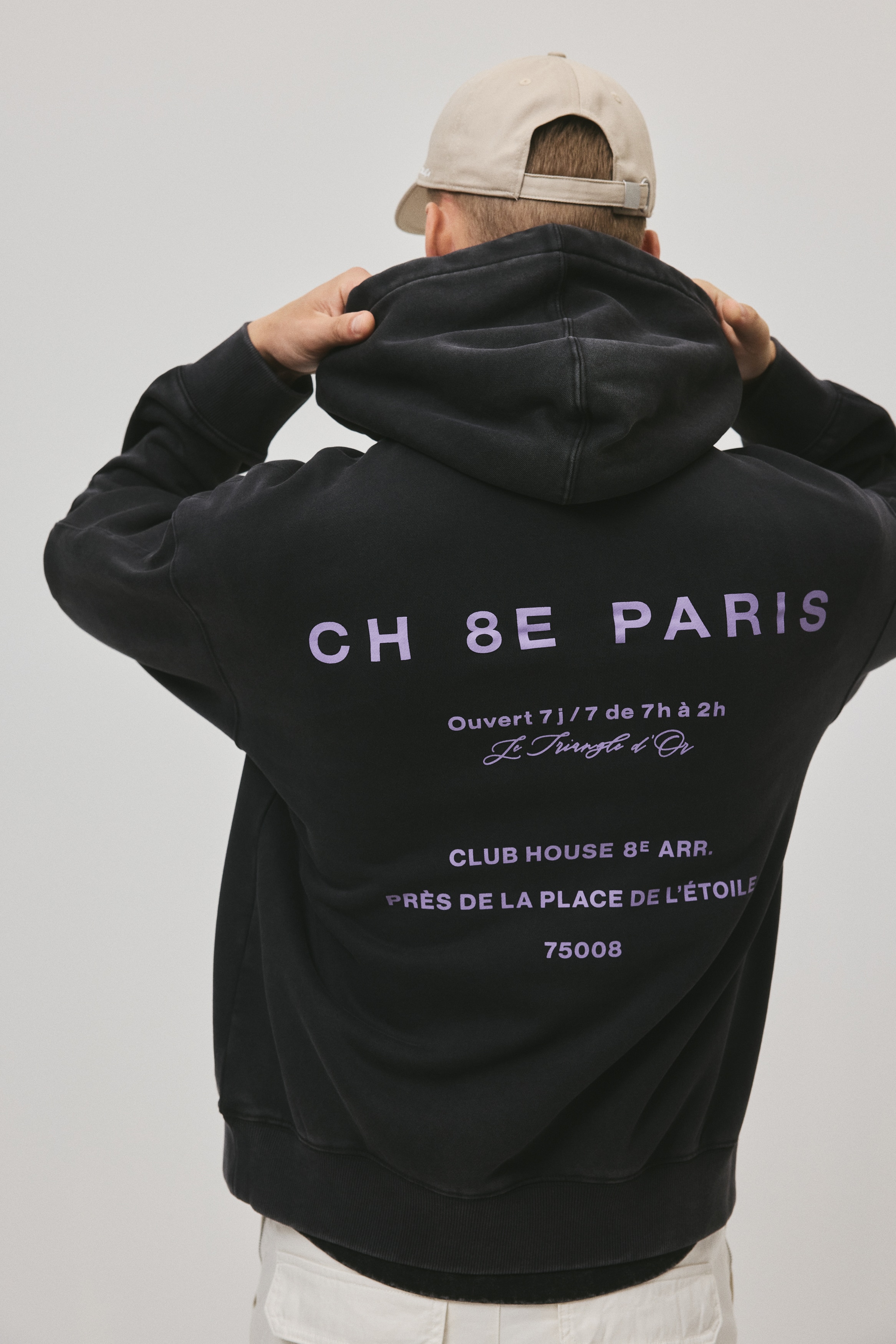 Men's Washed black/Paris Loose Fit Printed hoodie | H&M SG