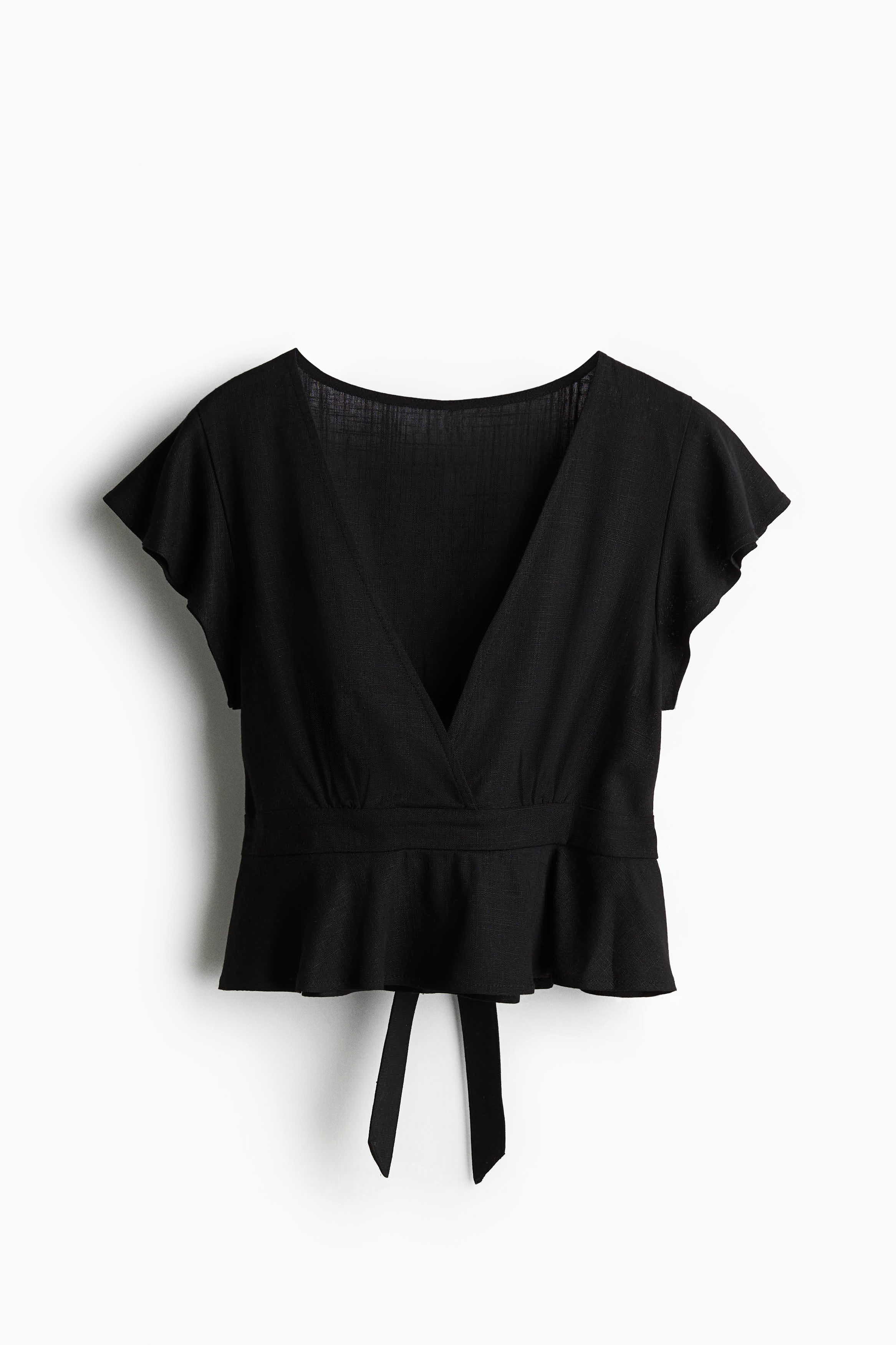 Linen Blend Blouse - Black/White/Pale yellow/Light blue/Stripe