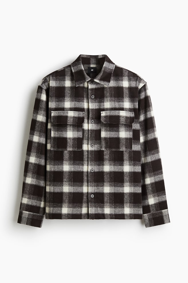 Regular-Fit Flannel Overshirt - Brown/plaid/Dark khaki green/plaid - 1