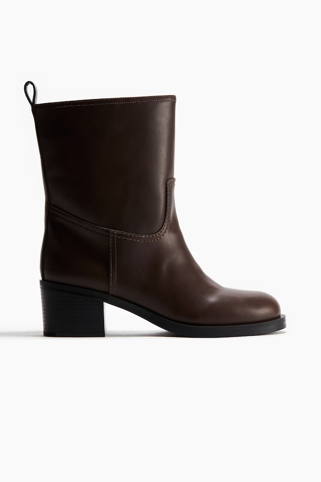 Bottines à talon bloc - Marron foncé/Noir - 1