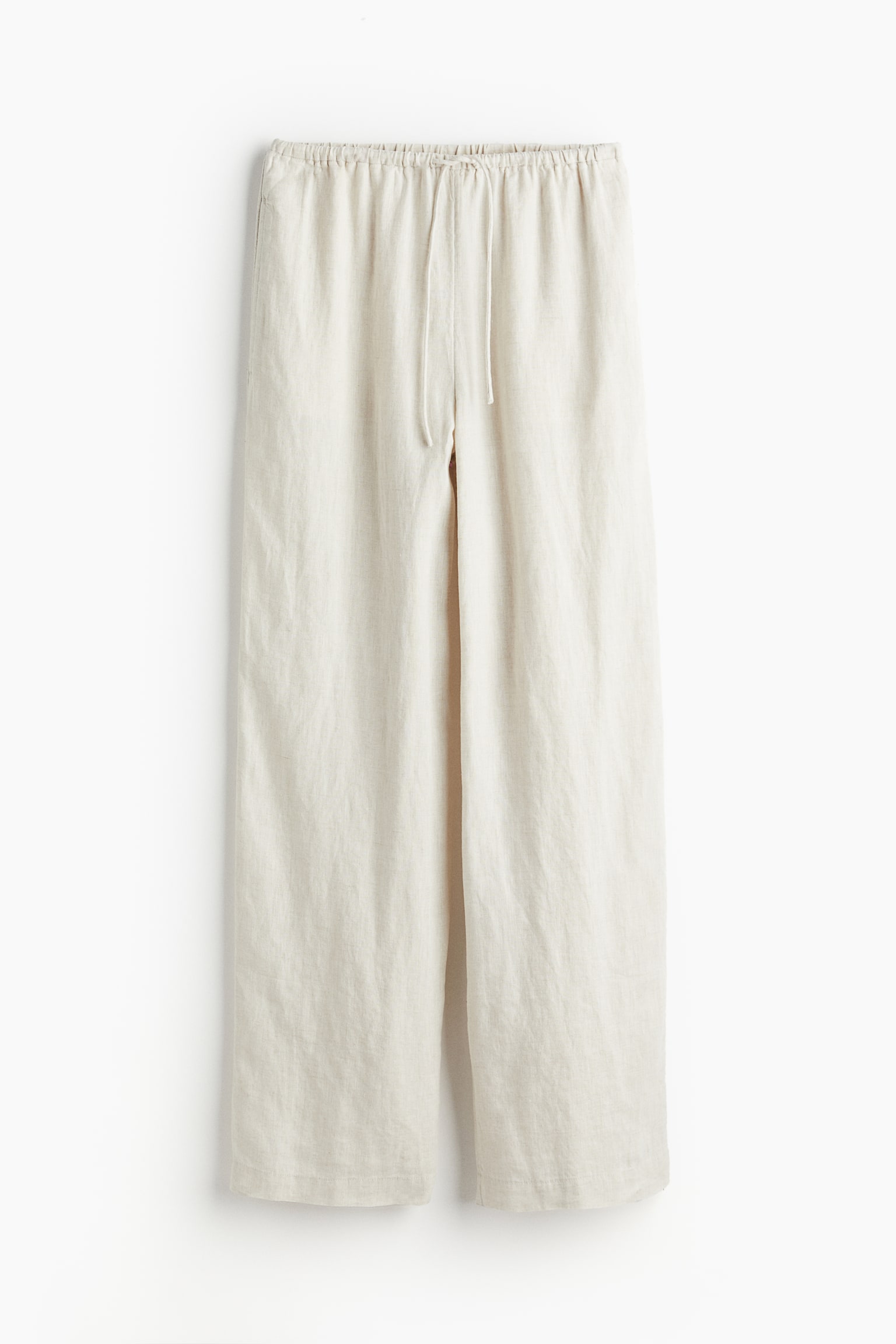 Wide Linen Pants - Light beige/Dark beige/Dark grey - 2