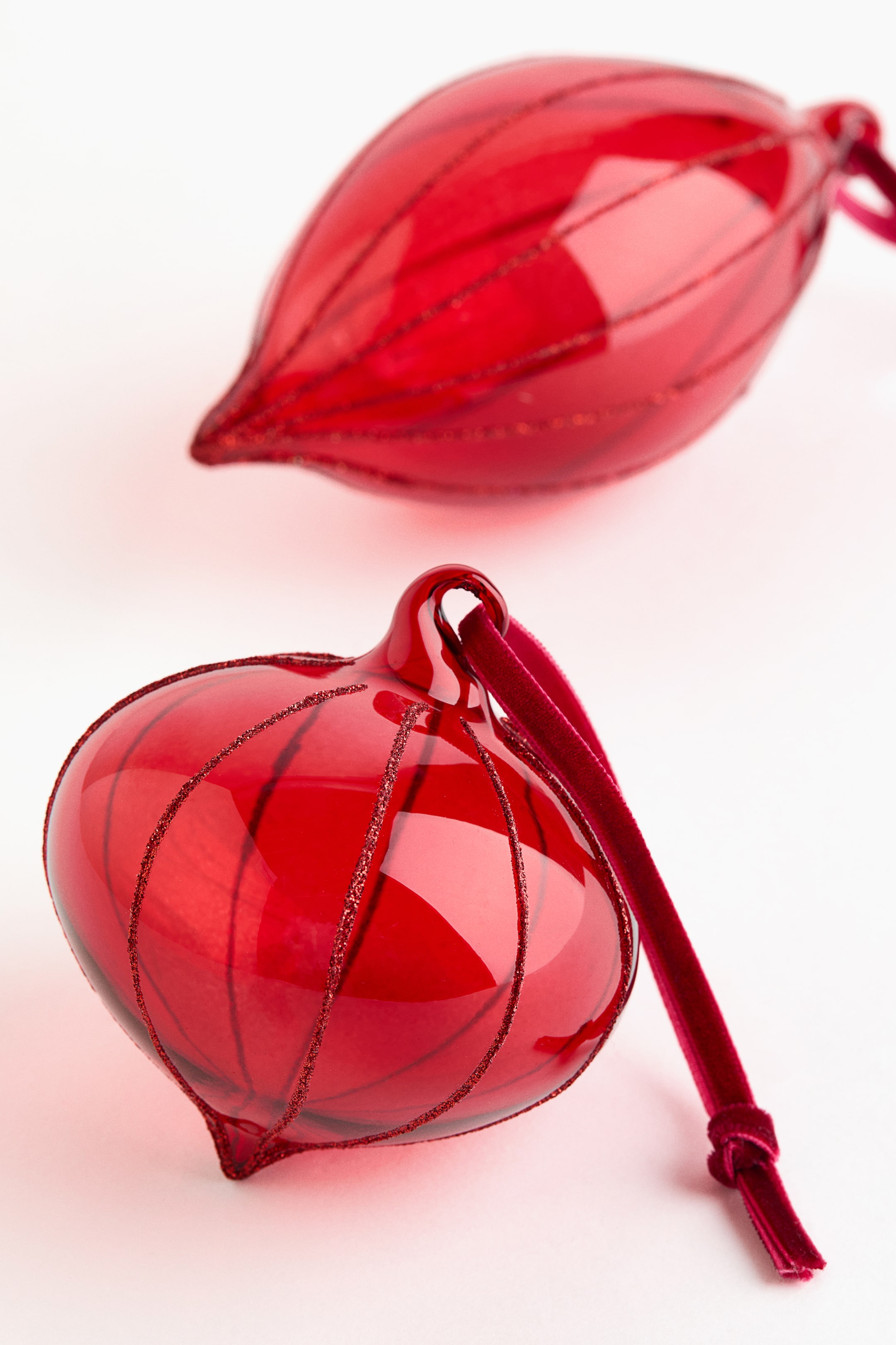 2-Pack Glittery Glass Ornaments
