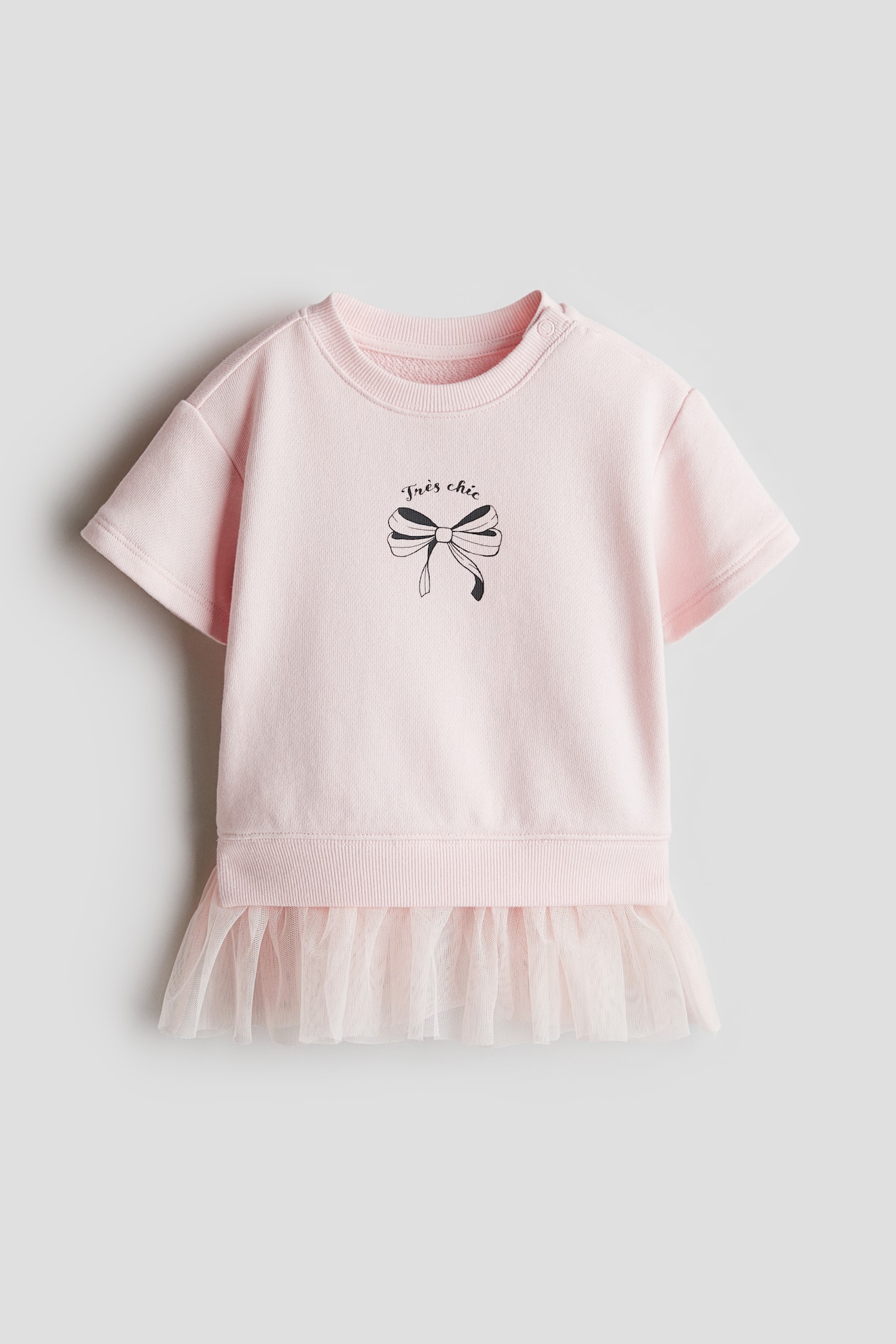 Vestido sweatshirt com saia de tule - Rosa claro/Laço - CRIANÇA | H&M PT