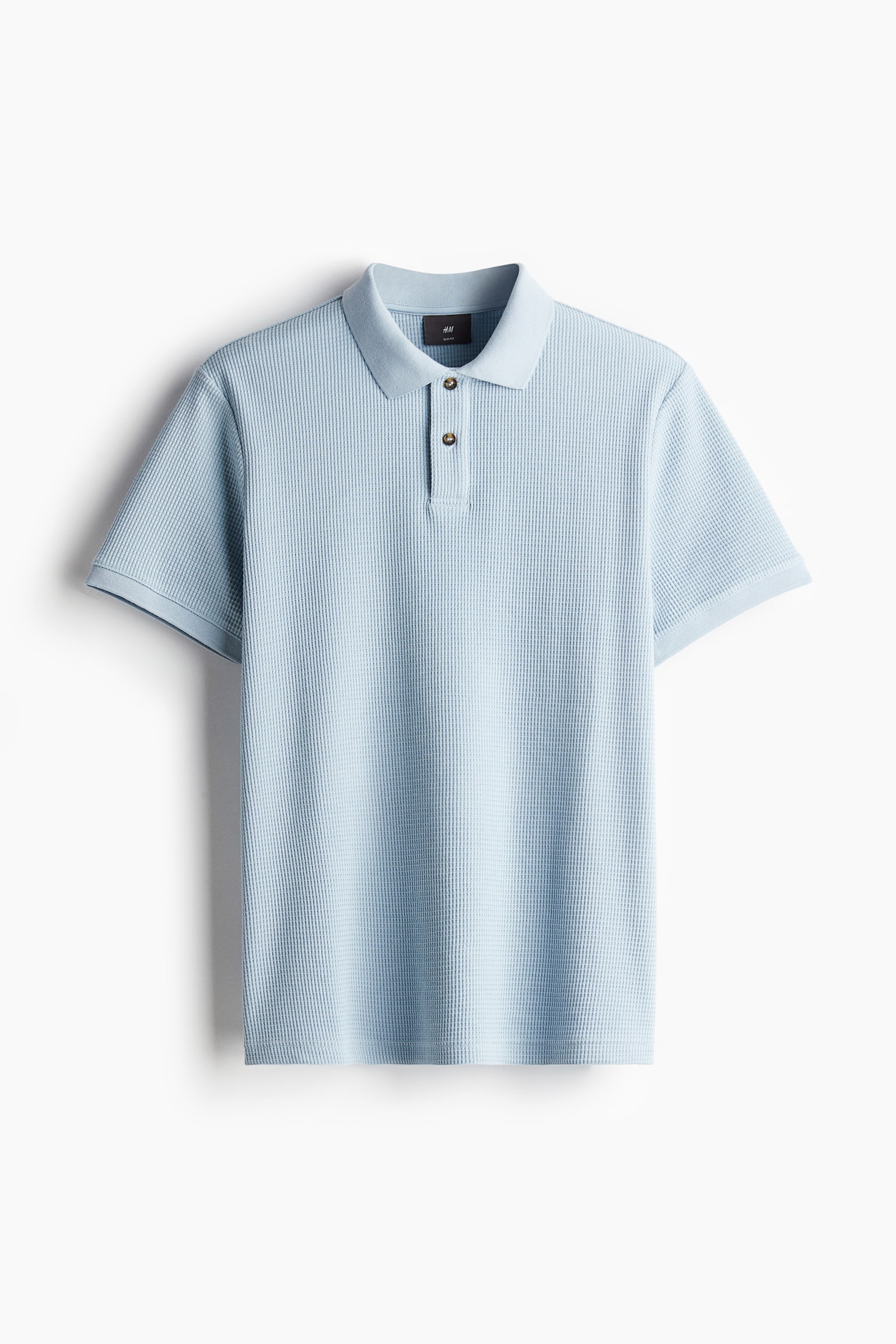 Slim Fit Waffled Polo Shirt - Light blue/Black/Cream/Dark greige - 2