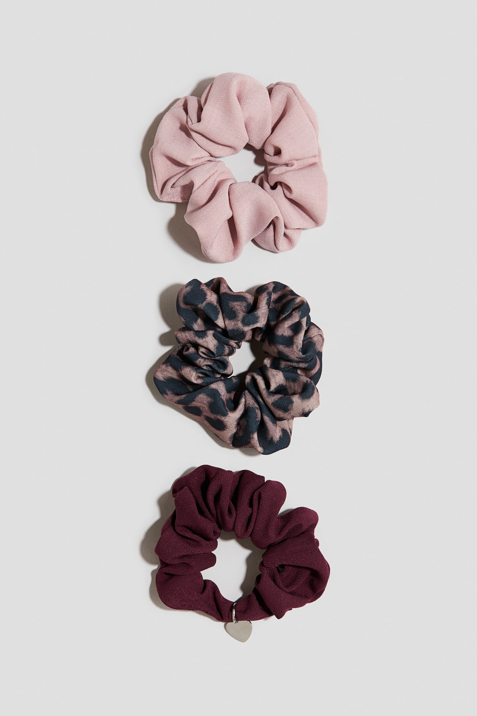 3-pack scrunchies - Dark red/Leopard print