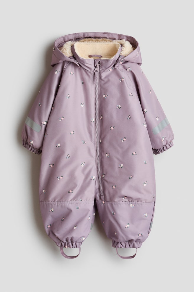 Water-Repellent Snowsuit - Light purple/floral/Light pink/hearts/Brown/bears/Green/dinosaurs/Navy blue/vehicles/Plum/floral - 1