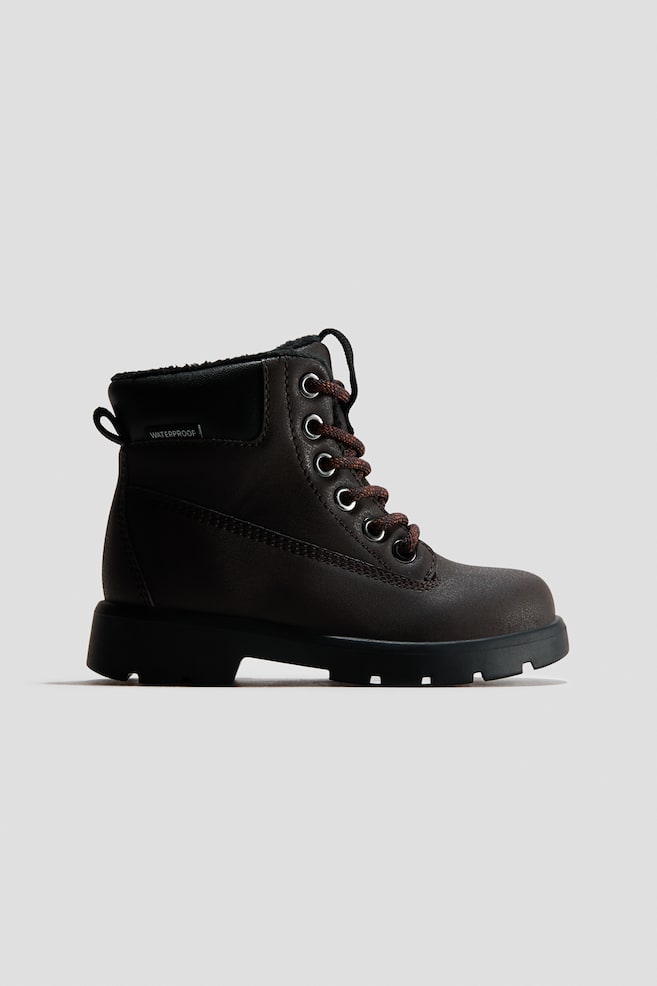 Waterproof lace-up boots - Dark brown/Dark beige - 1