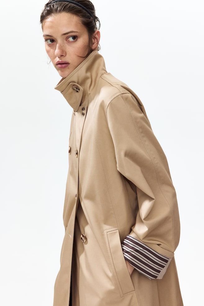 Funnel-collar trench coat - Beige - 6