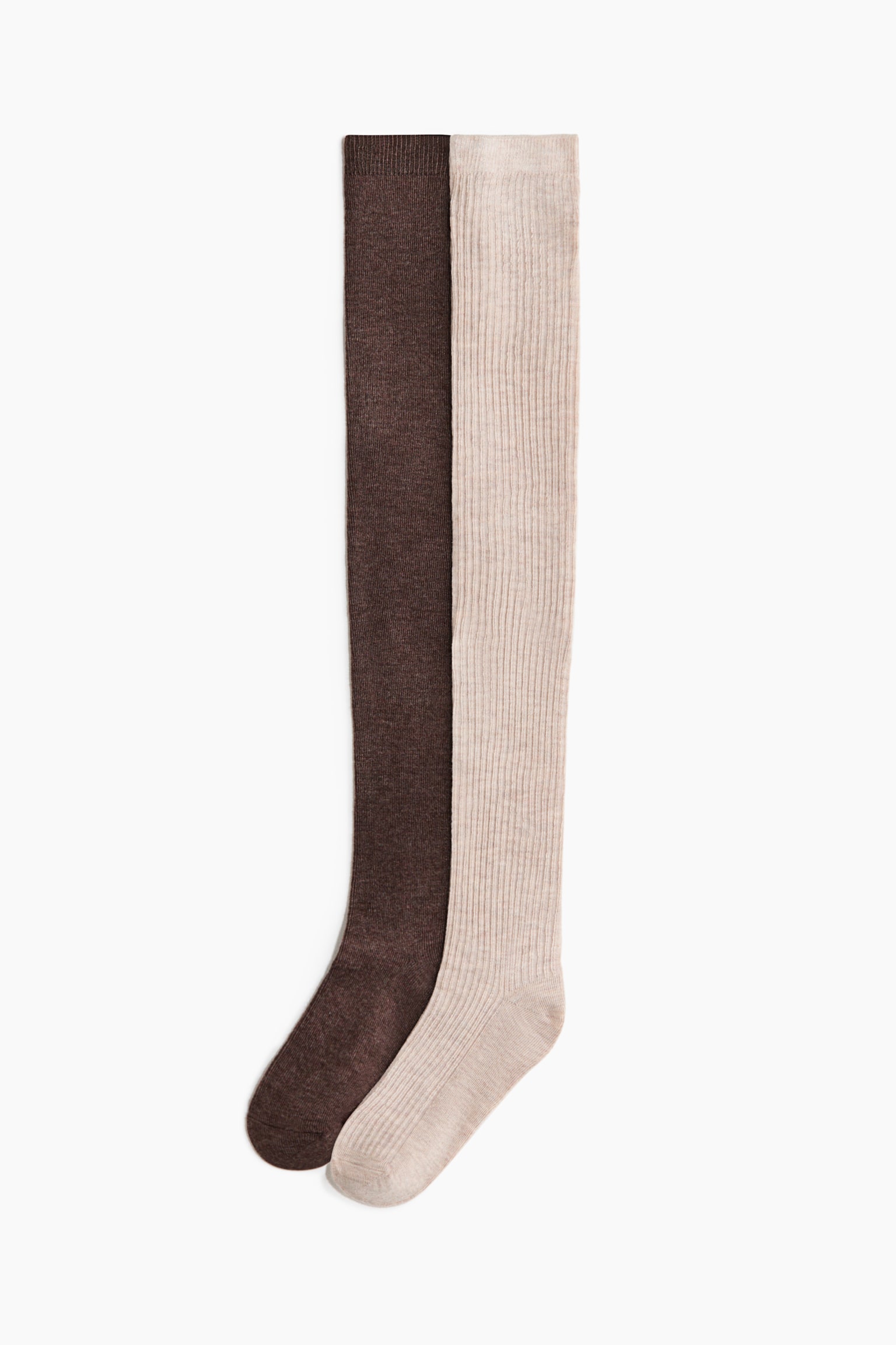 Pack de 2 calcetines overknee - Marrón oscuro/Beige claro/Negro