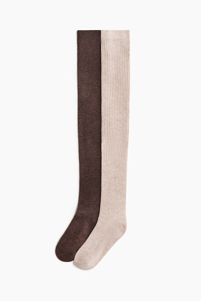 2er-Pack Overknee-Strümpfe - Dunkelbraun/Hellbeige/Schwarz - 1