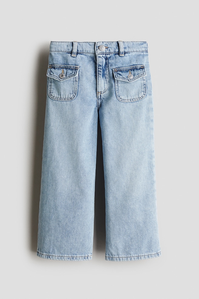 Loose Fit Wide Leg Jeans - Helles Denimblau - 1