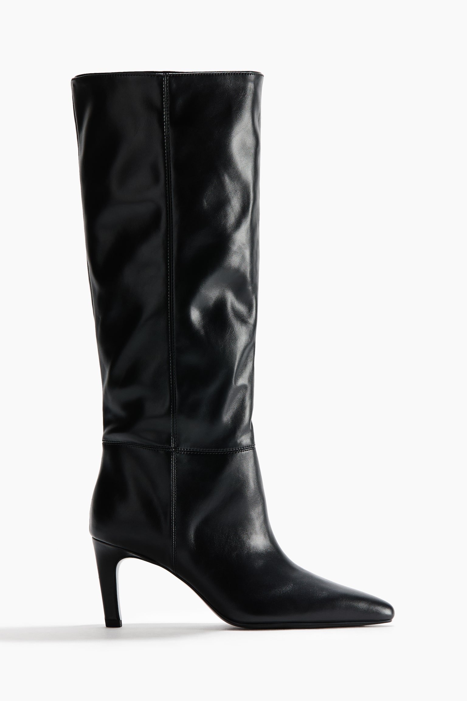 Knee-high boots - Black/Beige/Dark brown