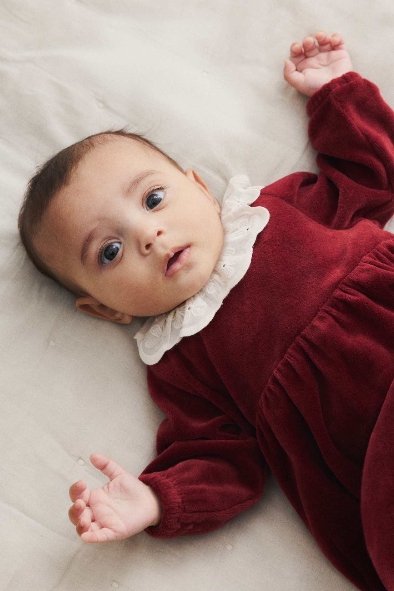 Cotton Velour Bodysuit Dress Red Kids H&M US