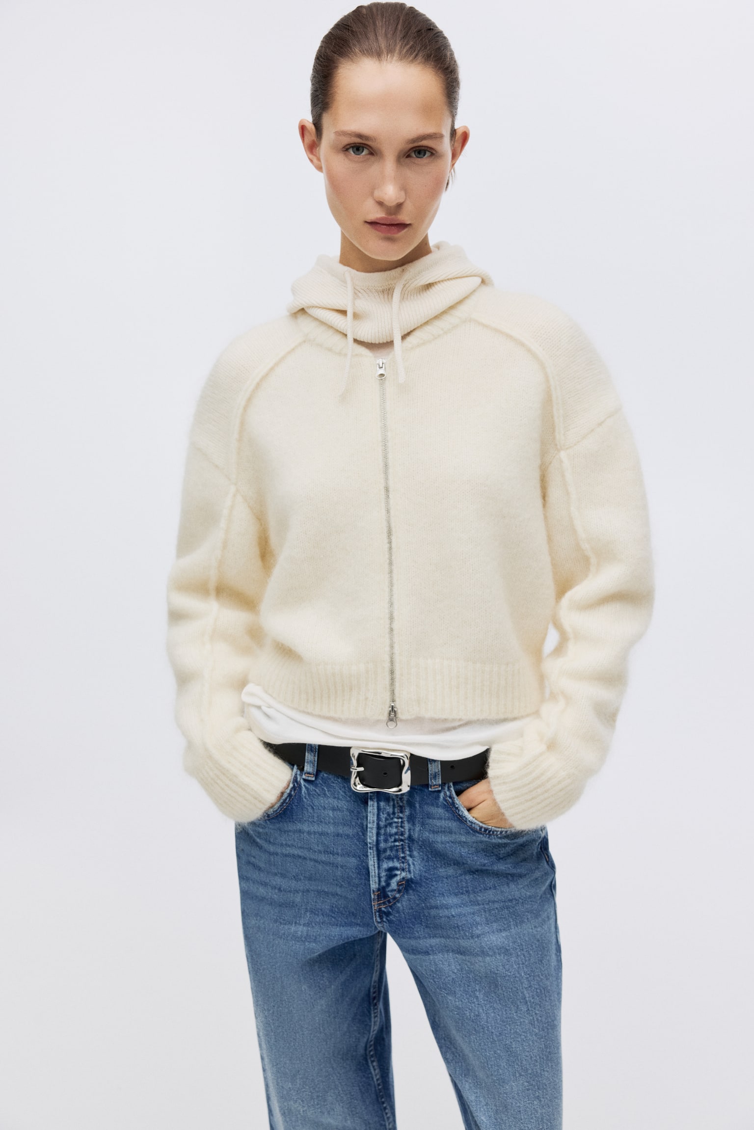 Wide Regular Jeans - Denim blue/Light denim blue/White/Dark brown - 3