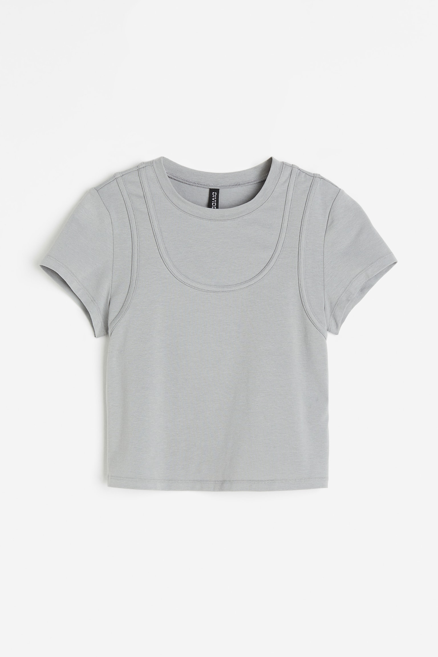 Seam-detail T-shirt - Grey/Cream - 1