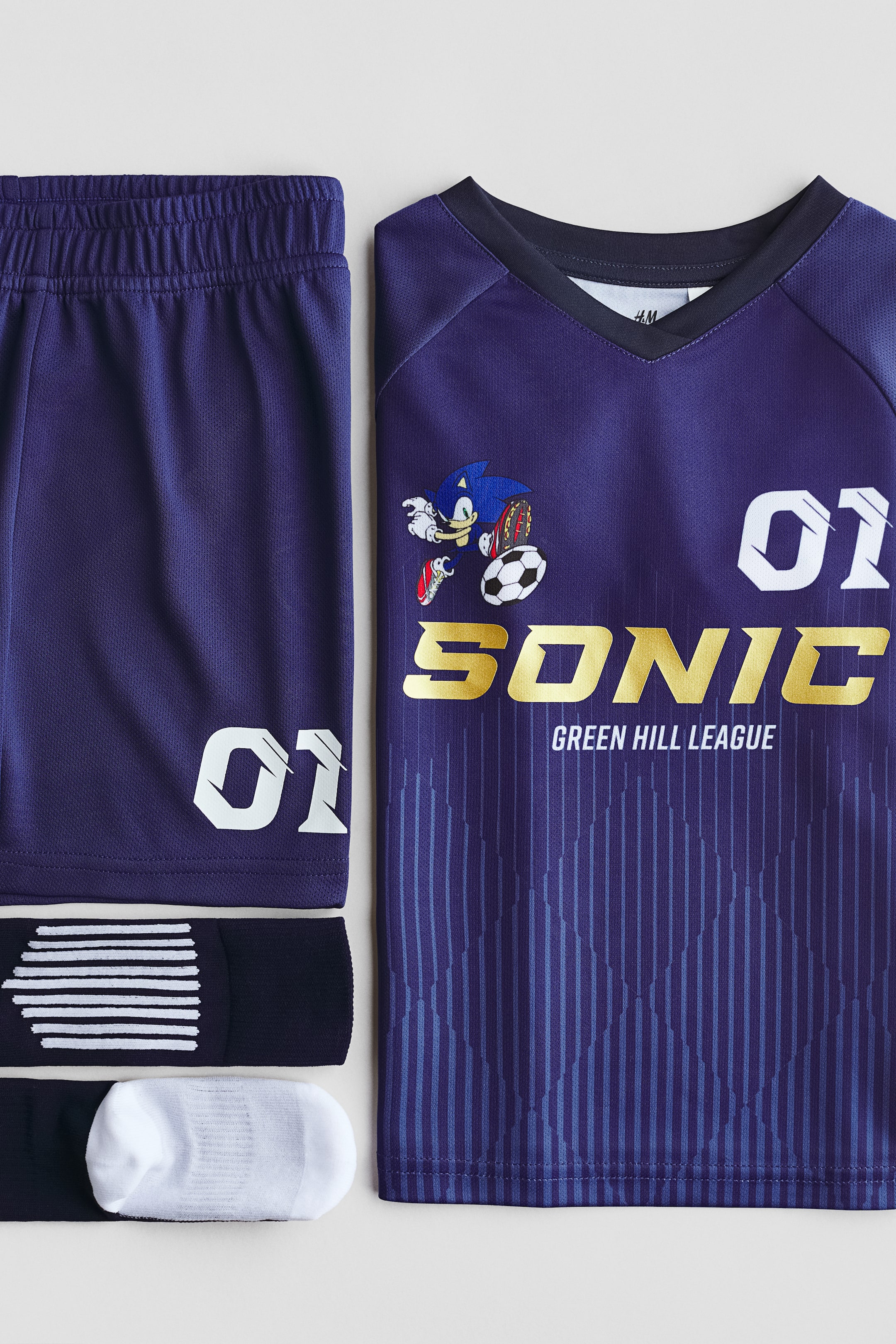 Ampliar la imagen: Conjunto de futbol de 3 piezas - Azul oscuro/Sonic the Hedgehog - Kids | H&M MX 3
