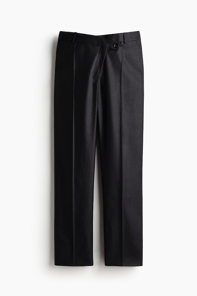 Wool-blend wrapover-waist trousers - Black - 1