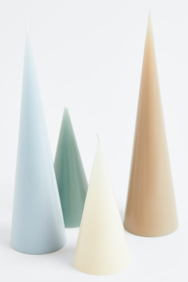 Cone-shaped candle - Beige/Light blue/Light pink - 2