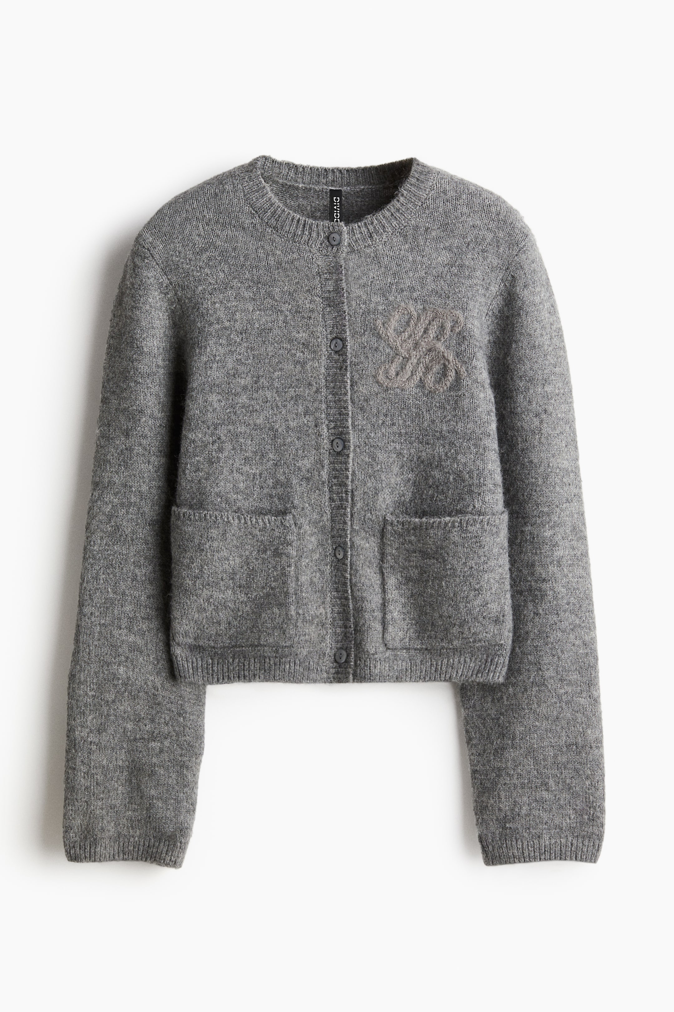 Embroidered-Motif Cardigan - Gray melange - Ladies | H&M CA