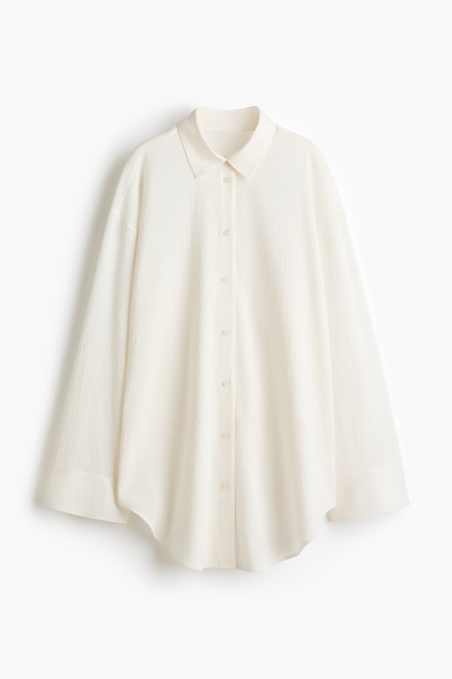 Oversized Beach Shirt - White - 1
