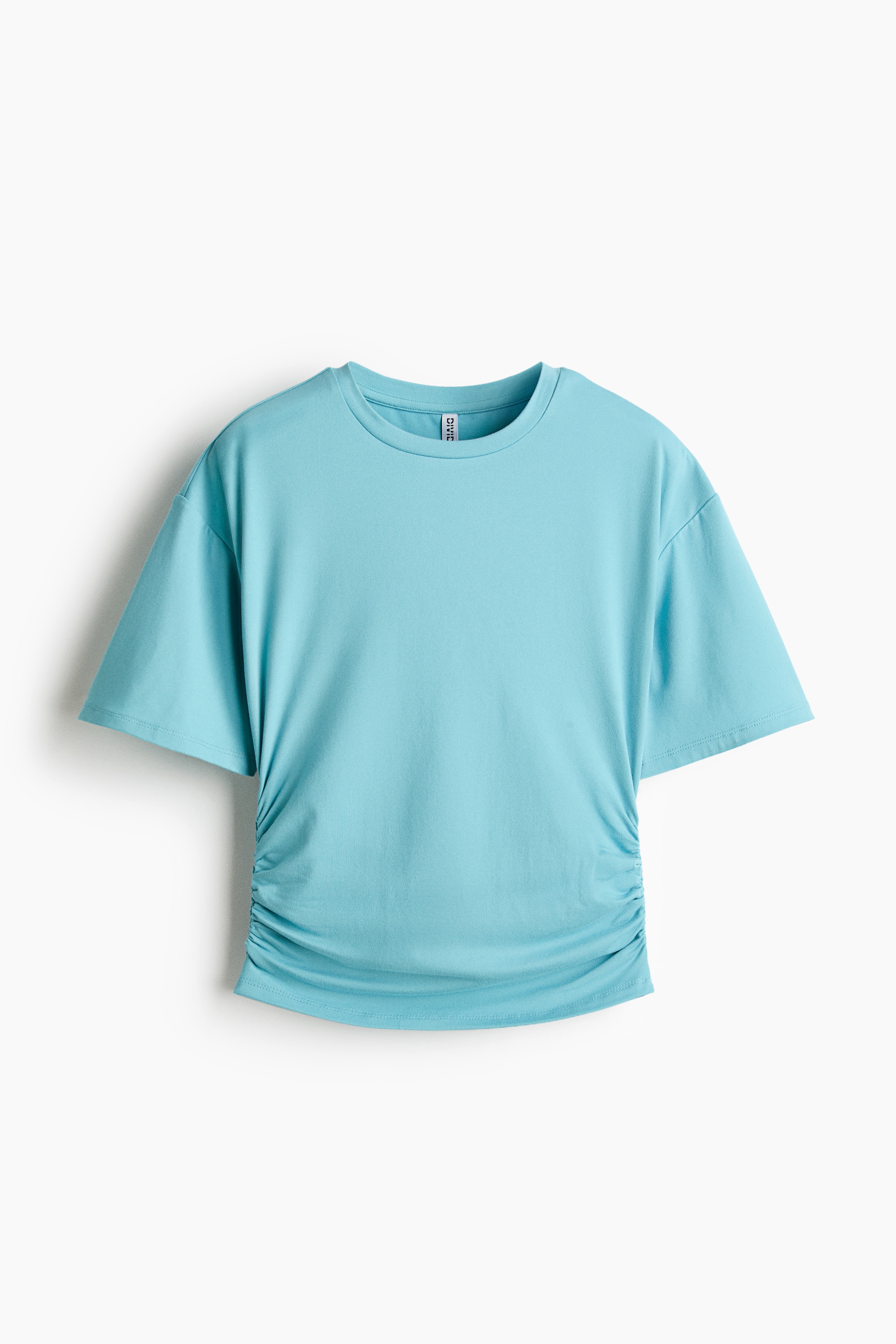 Ruched T-shirt - Turquoise/Dark brown/Grey/Black