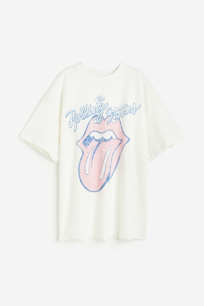 Lang T-shirt med tryk - Hvid/The Rolling Stones/Mørkegrå/Nirvana/Creme/Nirvana/Lys rosa/Metallica/Kakigrøn/AC/DC/Hvid/Arizona - 2