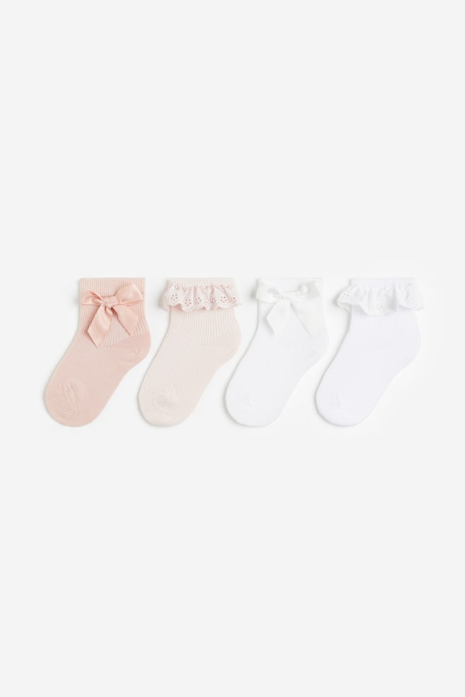 4-pack socks - Pink/White/Lilac/Floral/Beige/White - 1