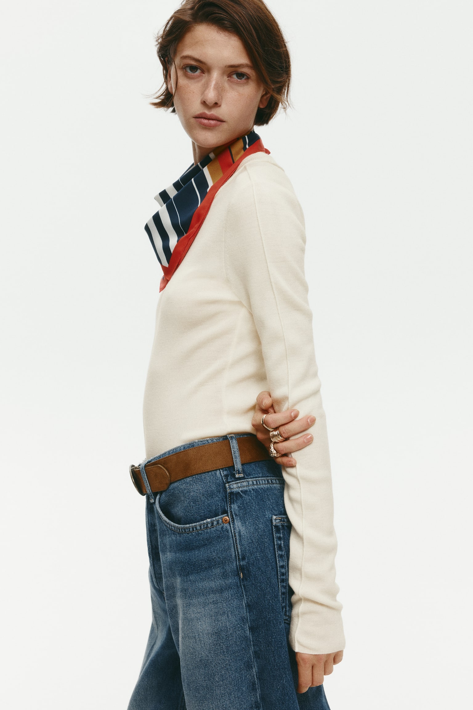 Женский топ H&M Knit Merino Wool, цвет: Кремовый — фото 4