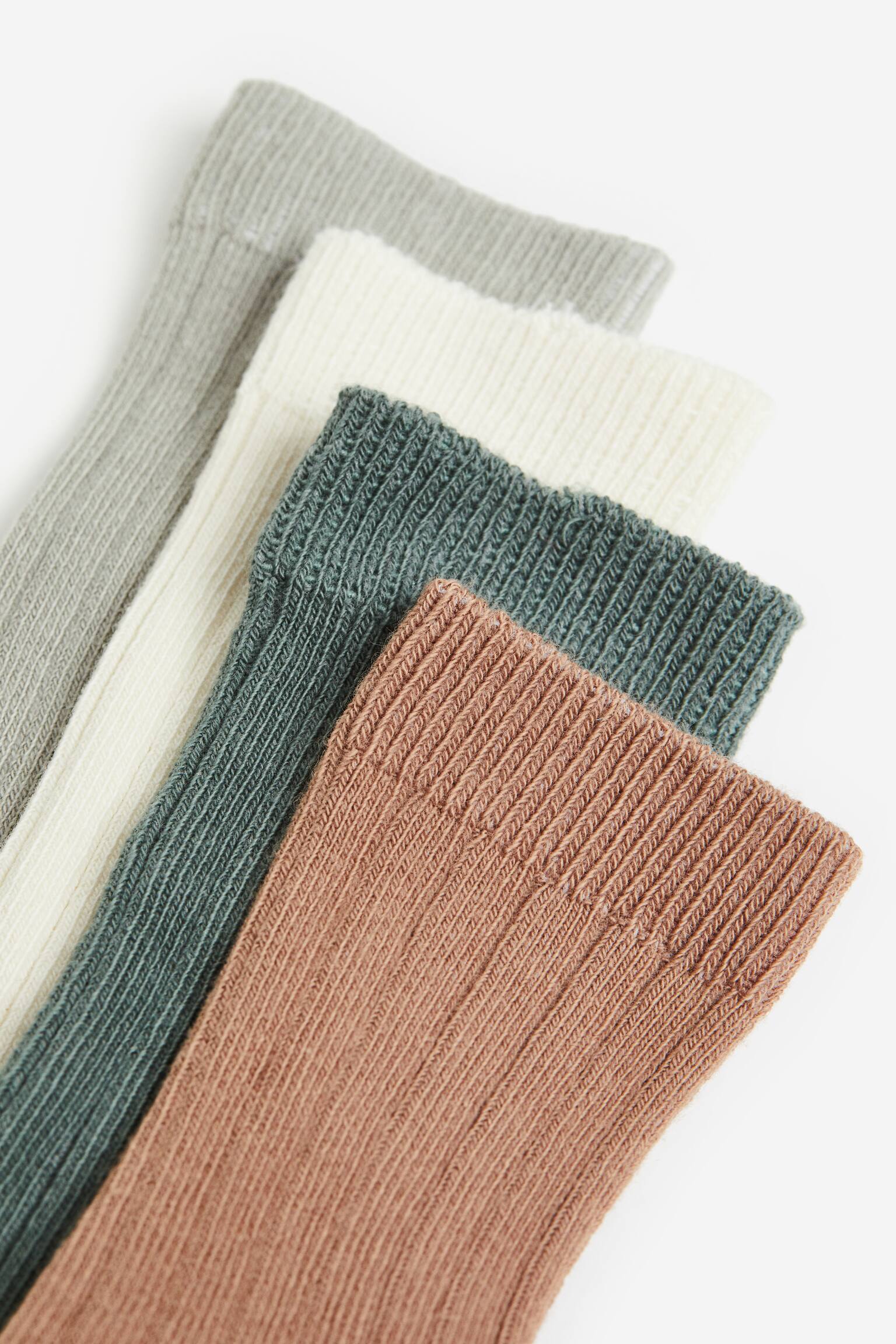 4-pack Socks - Dark green/Dark beige/Beige marle/Grey/Dusty pink/Cream/Grey/Navy blue/Mauve/Light green/Light beige - 2