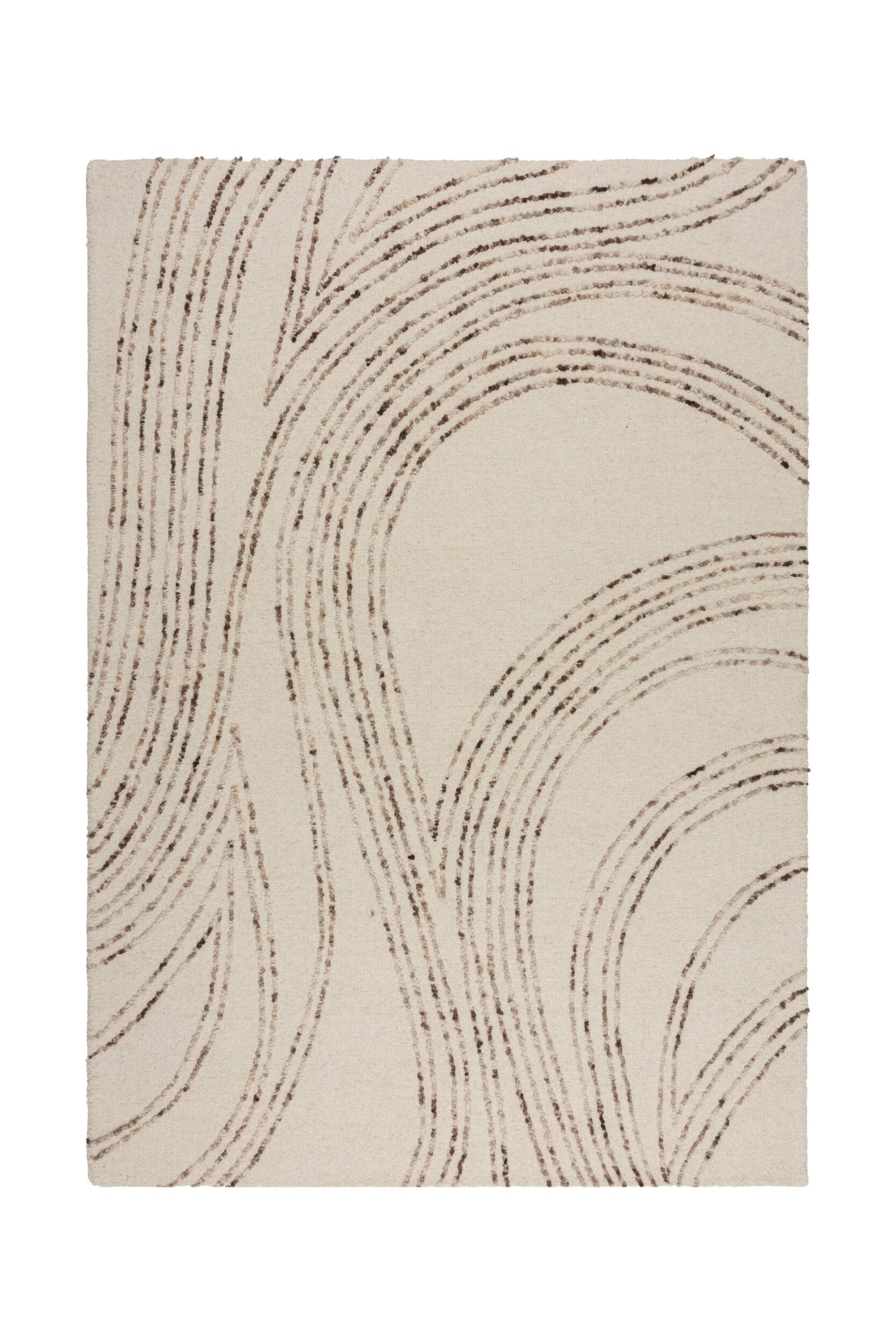 Tapis En Laine Motif Abstrait Swirl - Naturel/marron/Naturel/orange - 1