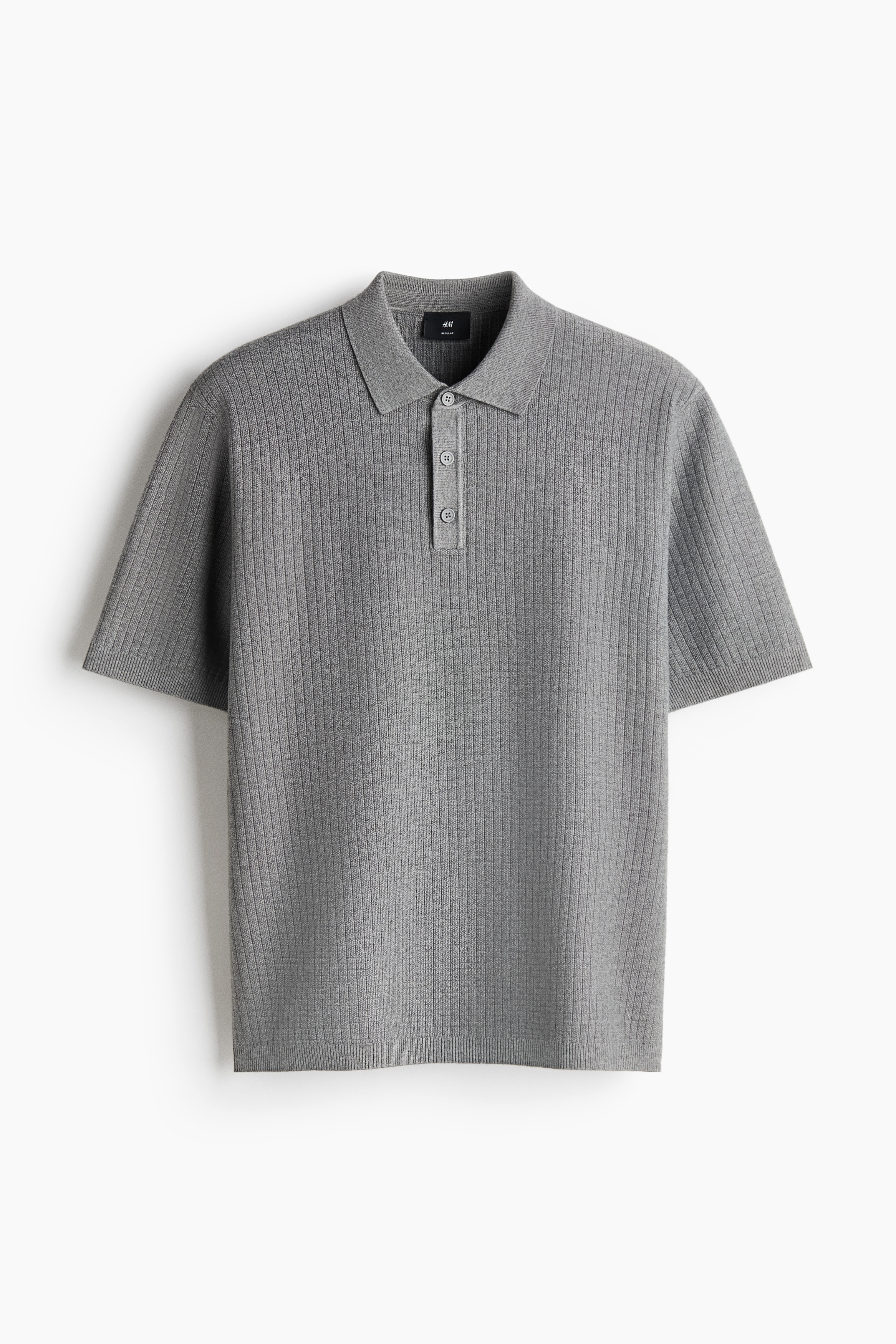 Regular Fit Textured-Knit Polo Shirt - Gray/White/Navy blue/Navy blue/White/Beige