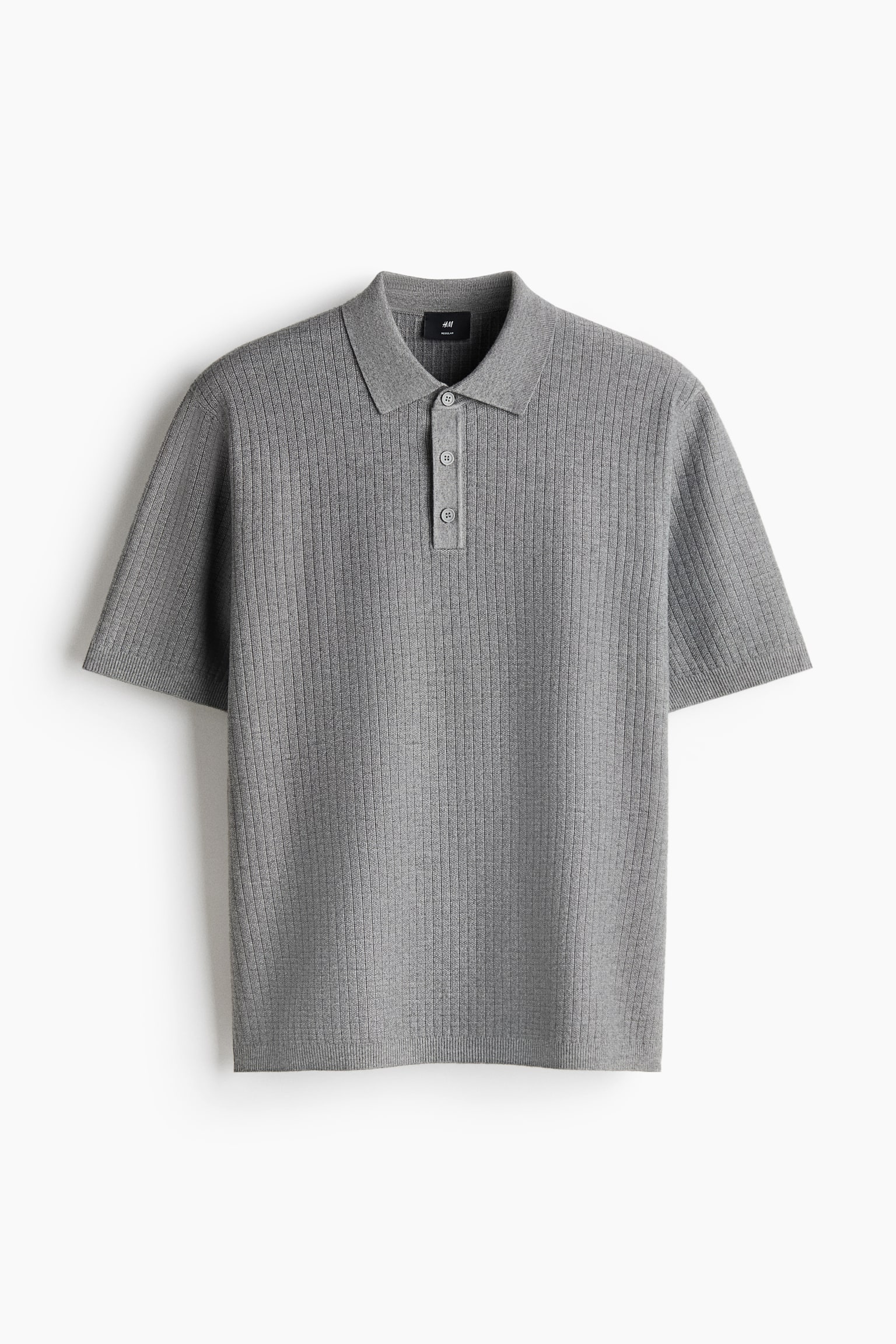 Regular Fit Textured-Knit Polo Shirt - Gray/White/Navy blue/Beige