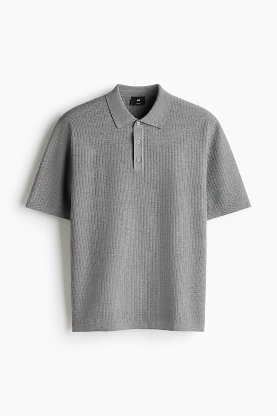 Мужские рубашки H&M Regular Fit Textured-Knit Polo Shirt