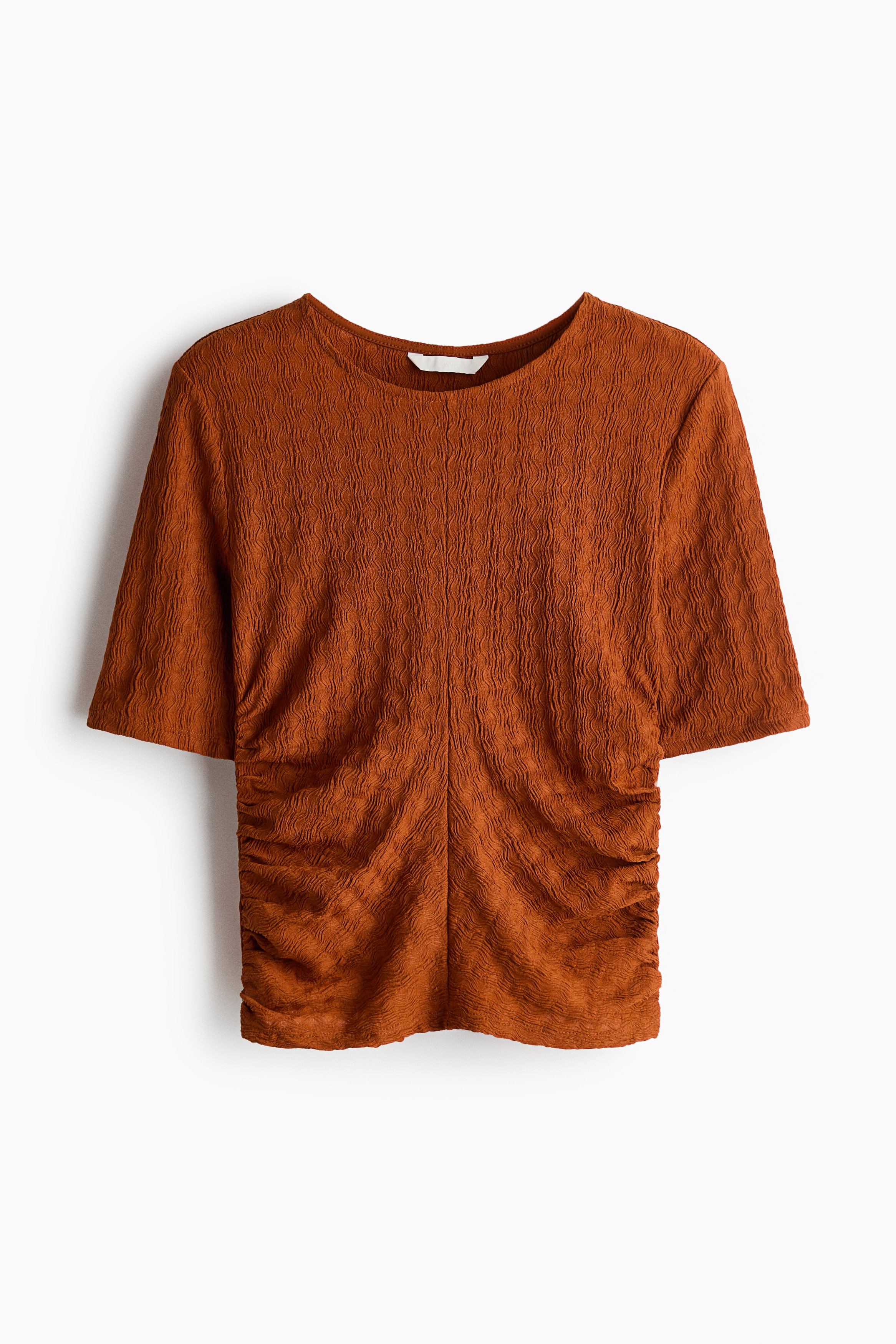 Crinkled ruched top - Light brown/Mustard yellow