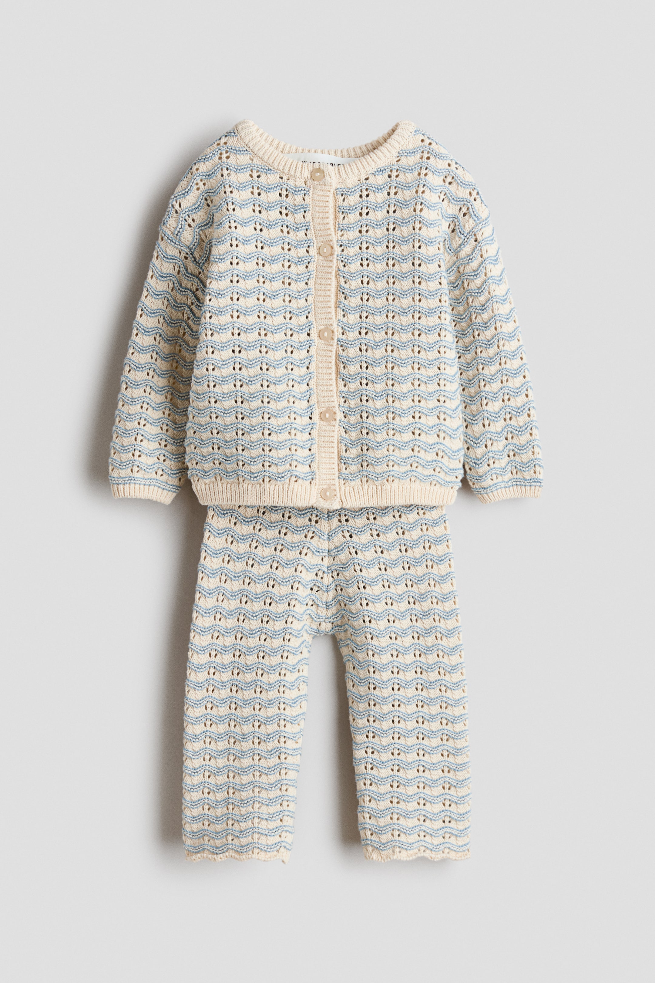 Agrandir l'image: Ensemble 2 pièces en pointelle de coton - Beige clair/rayures bleues - ENFANT | H&M BE 4
