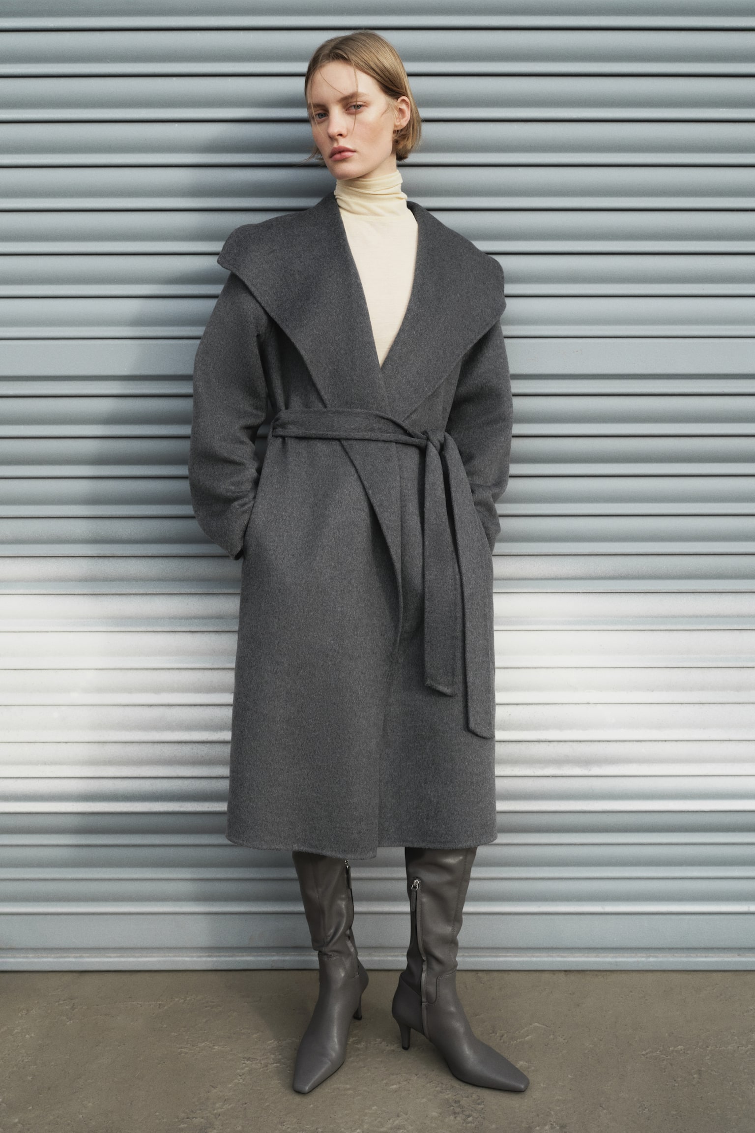 Handmade wool-blend coat - Dark grey - 4