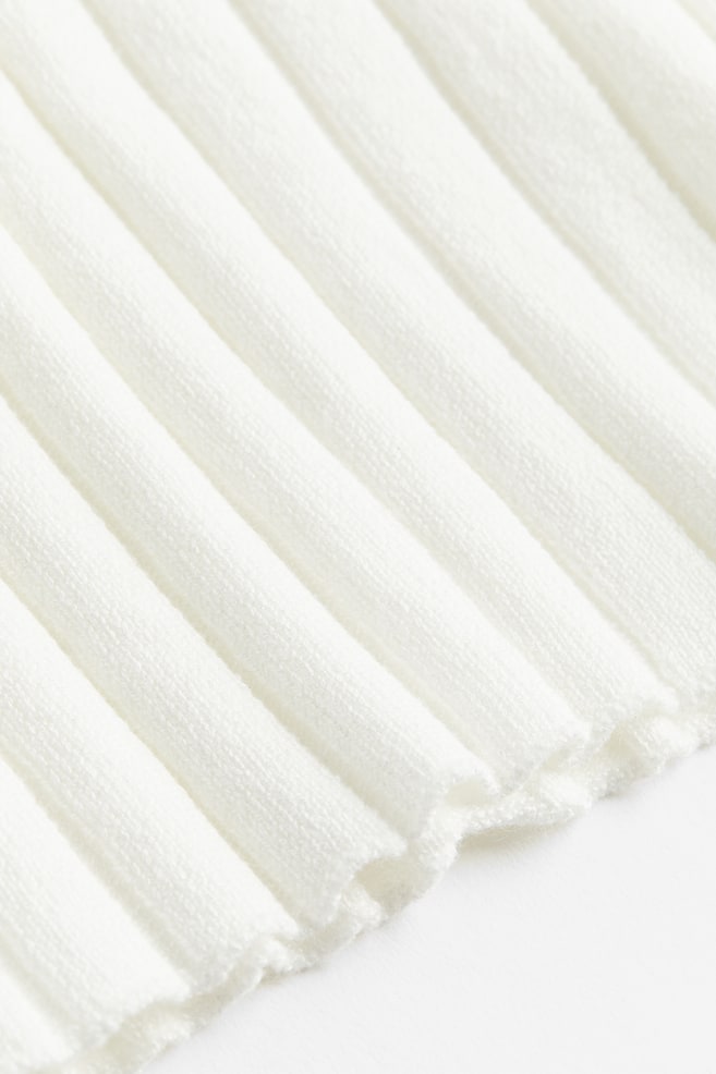 Rib-knit polo-neck top - Cream/Black - 5