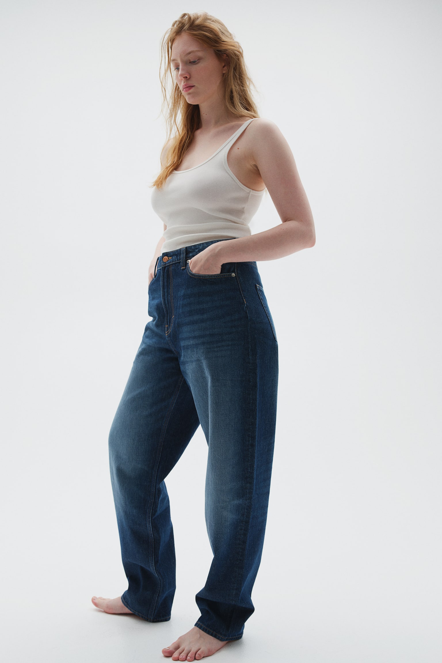 Curvy Fit Barrel High Jeans - Dark denim blue/Light denim blue/Dark denim blue/Black - 7