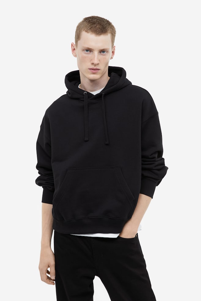 Oversized Fit Cotton hoodie - Black/Burgundy/Deep lilac - 1