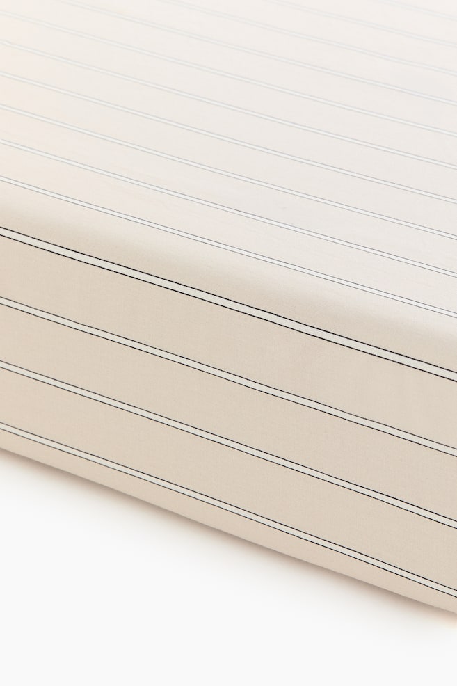 Striped cotton cot fitted sheet - Light beige/Striped/Dusty blue/Striped/Dusty pink/Striped - 1