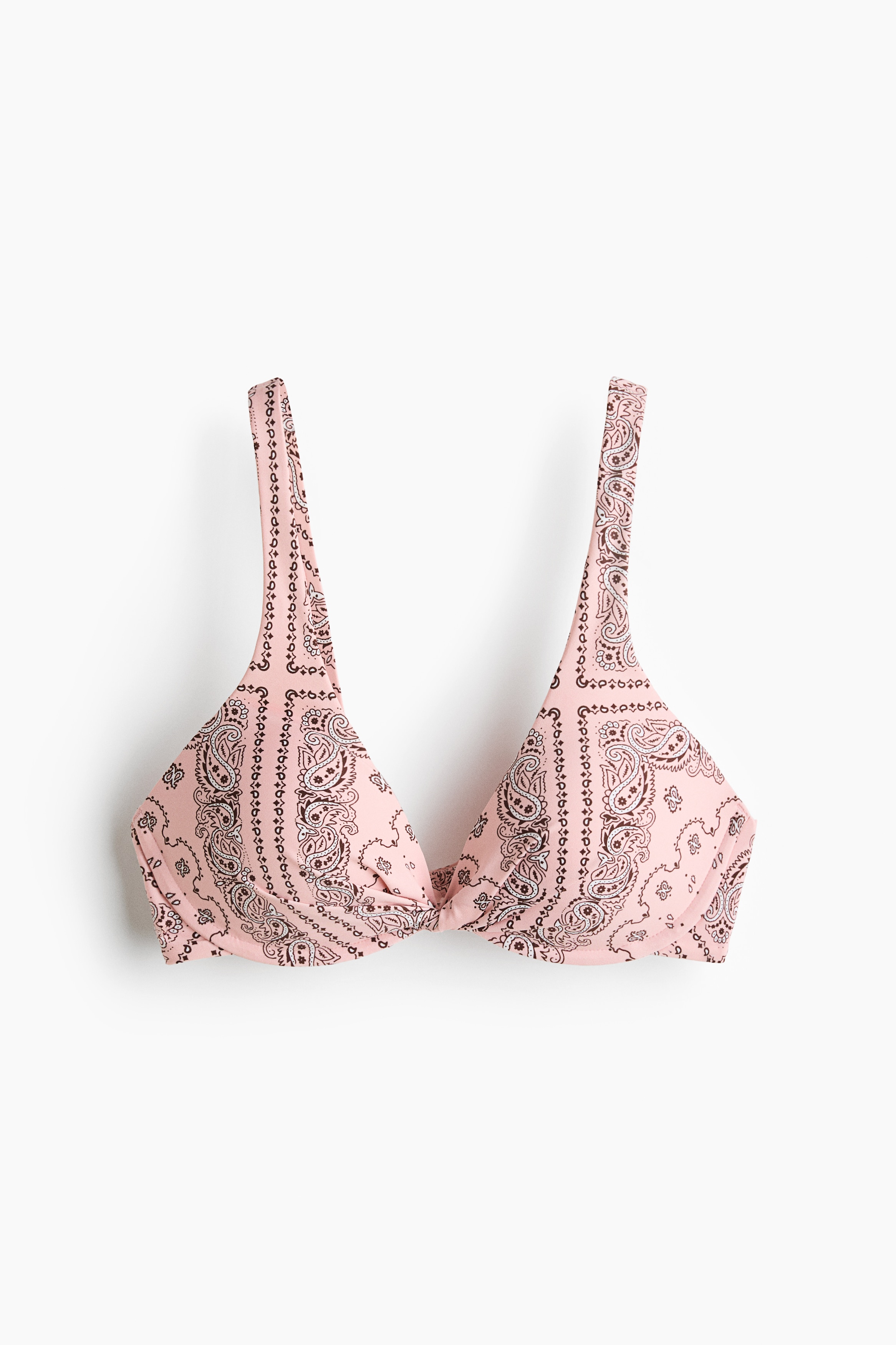 Push-up bikini top - Light pink/Paisley pattern/Dark brown/Green
