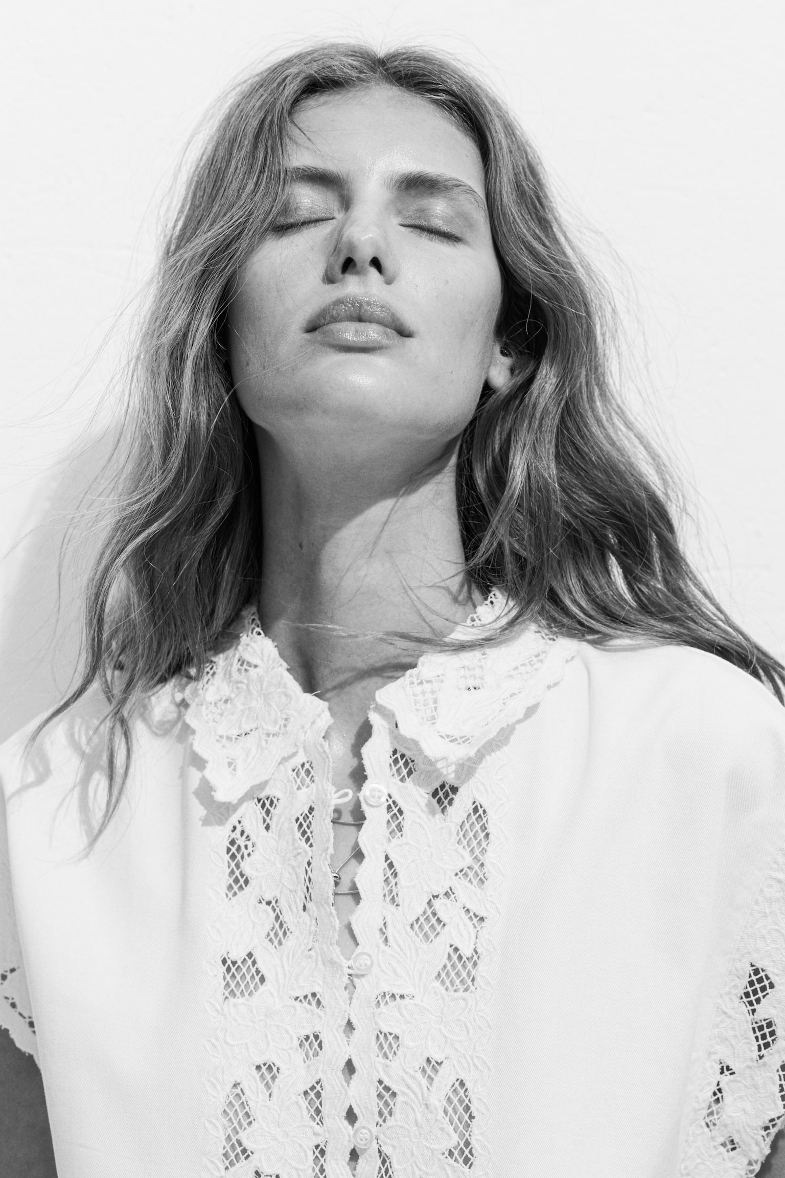 Lace-trimmed cotton twill shirt-White - 6