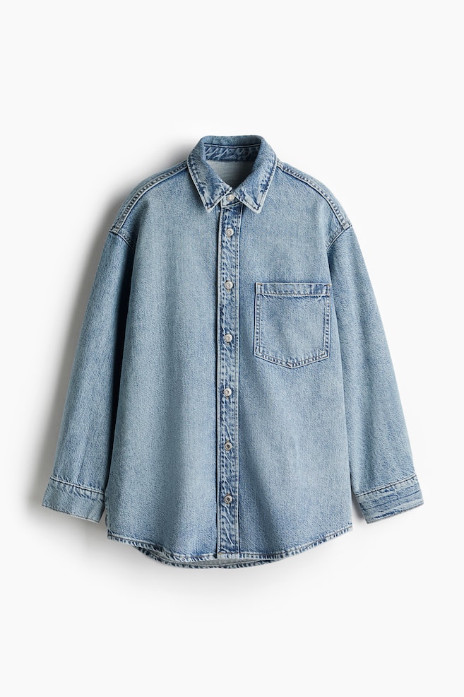 Feather Soft Oversized denim shirt - Light denim blue - 1