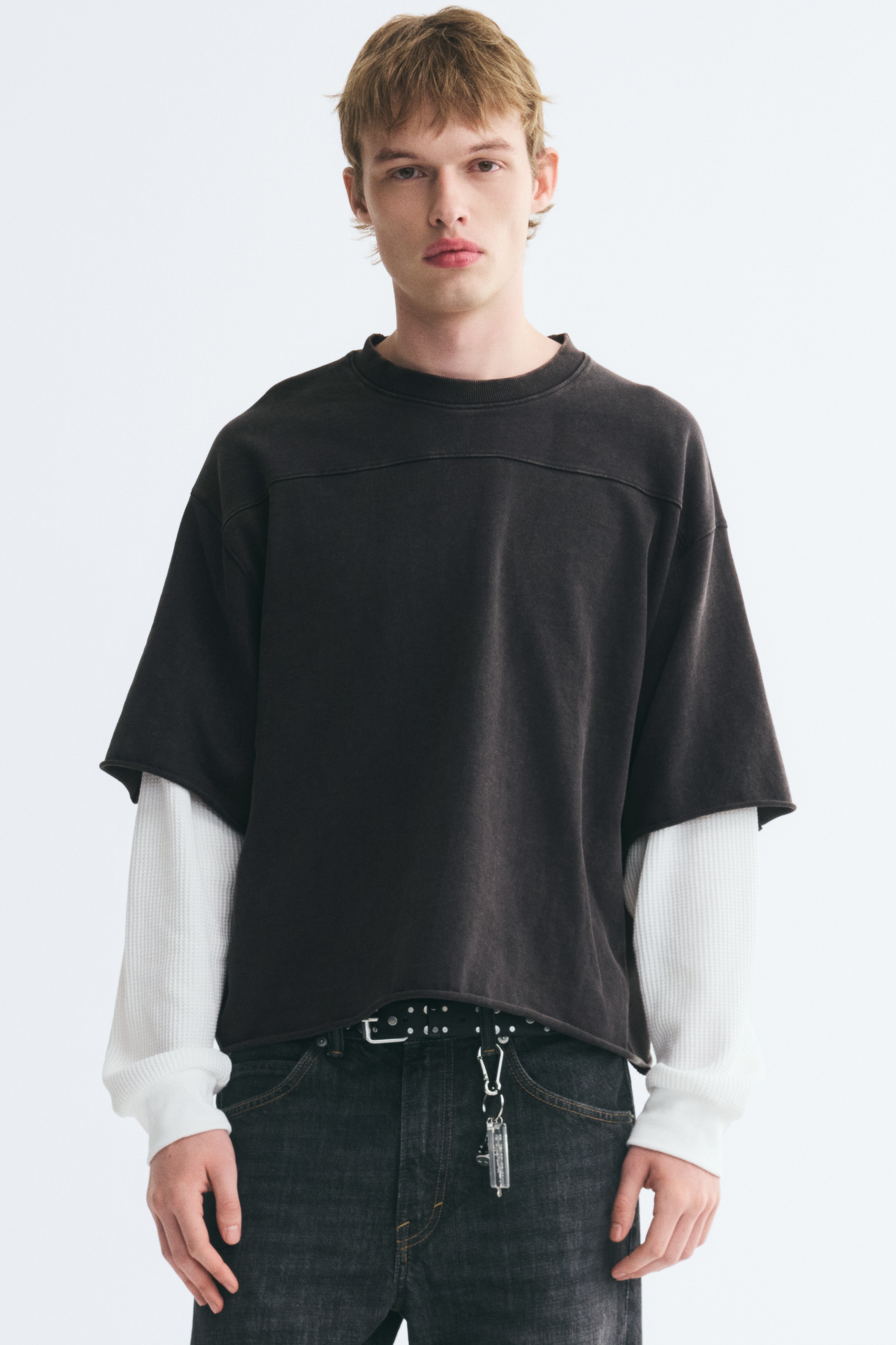 Oversized-Fit Layered Long-Sleeved T-Shirt