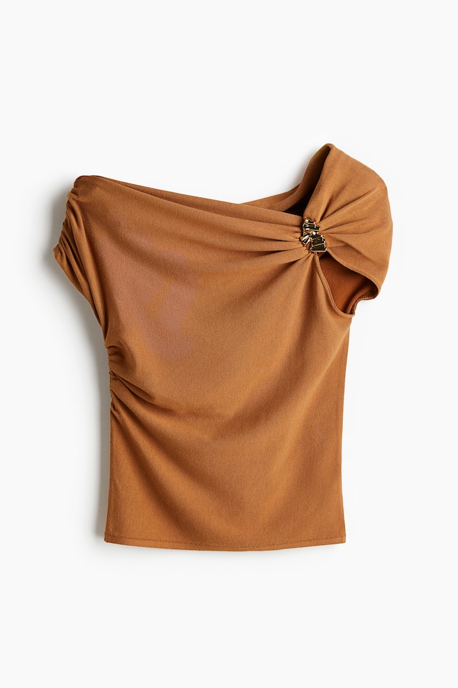 Top de un hombro - Beige oscuro/Negro - 1