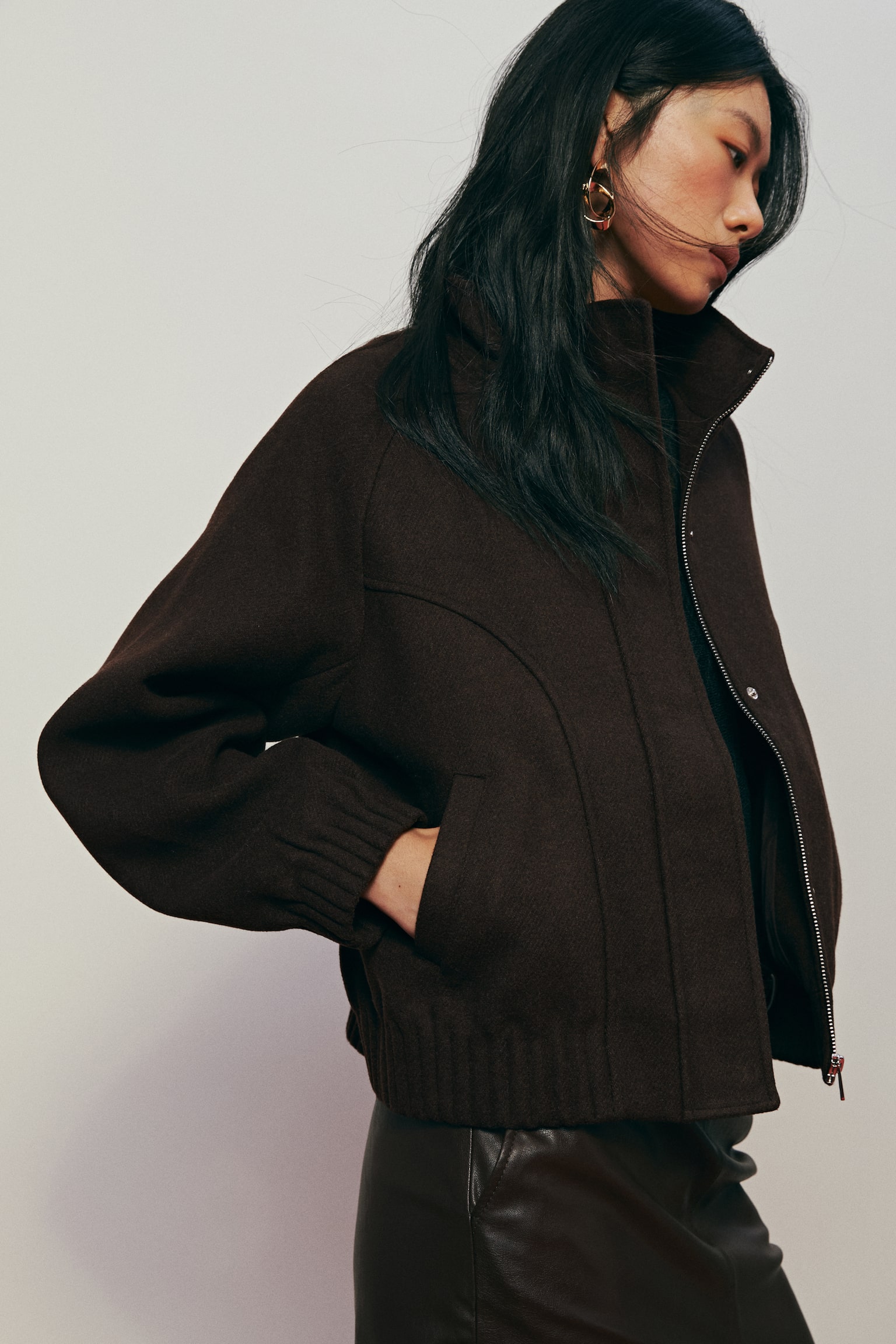 펠트 재킷 - 다크 브라운 - 6