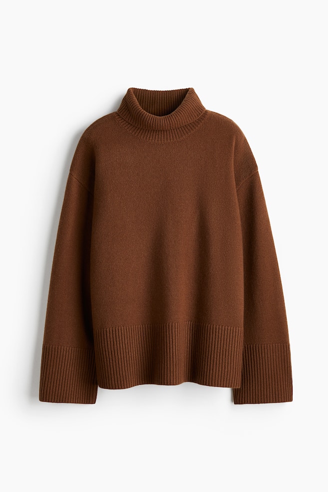 Pullover a collo alto in misto cashmere - Marrone/Blu navy/Beige chiaro - 1