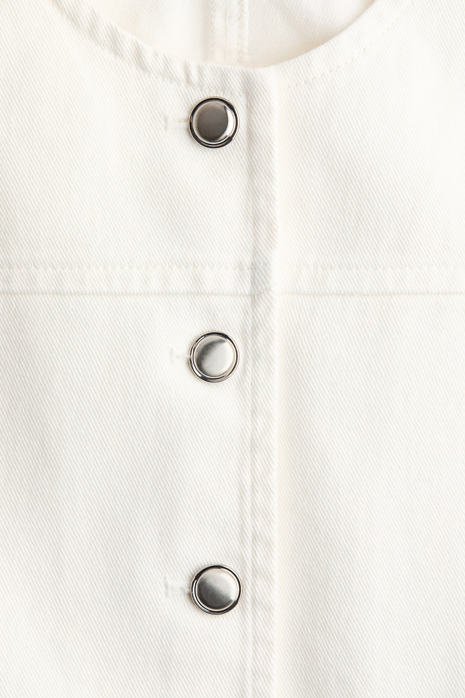 Collarless denim jacket - White - 3