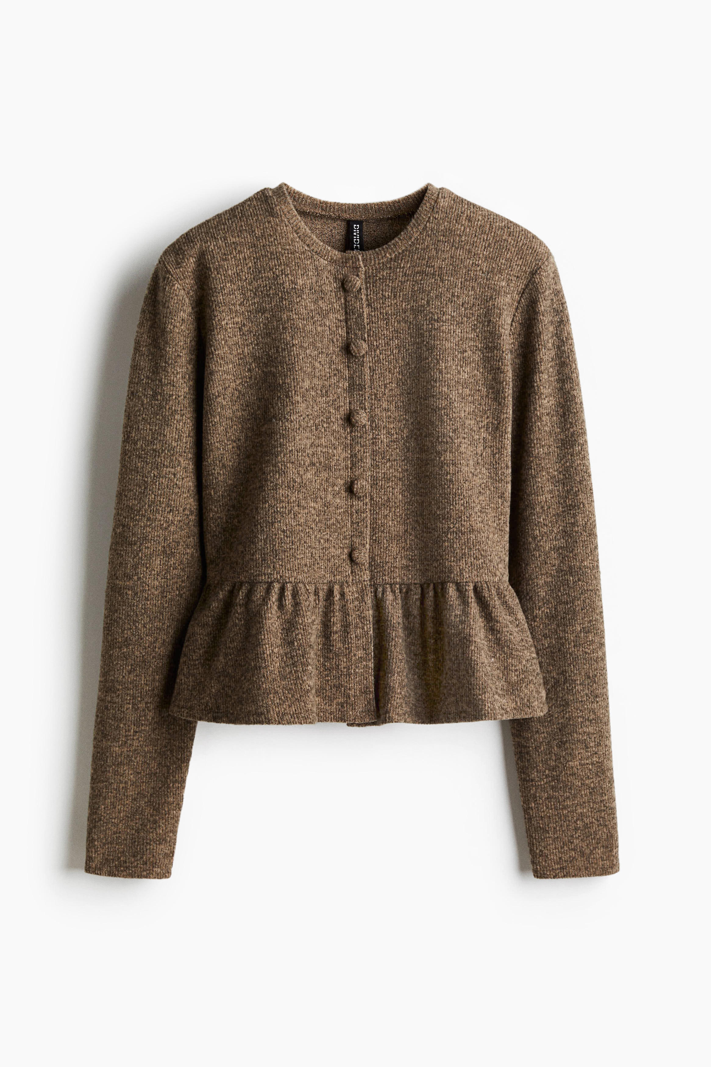 Peplum Cardigan-Brown